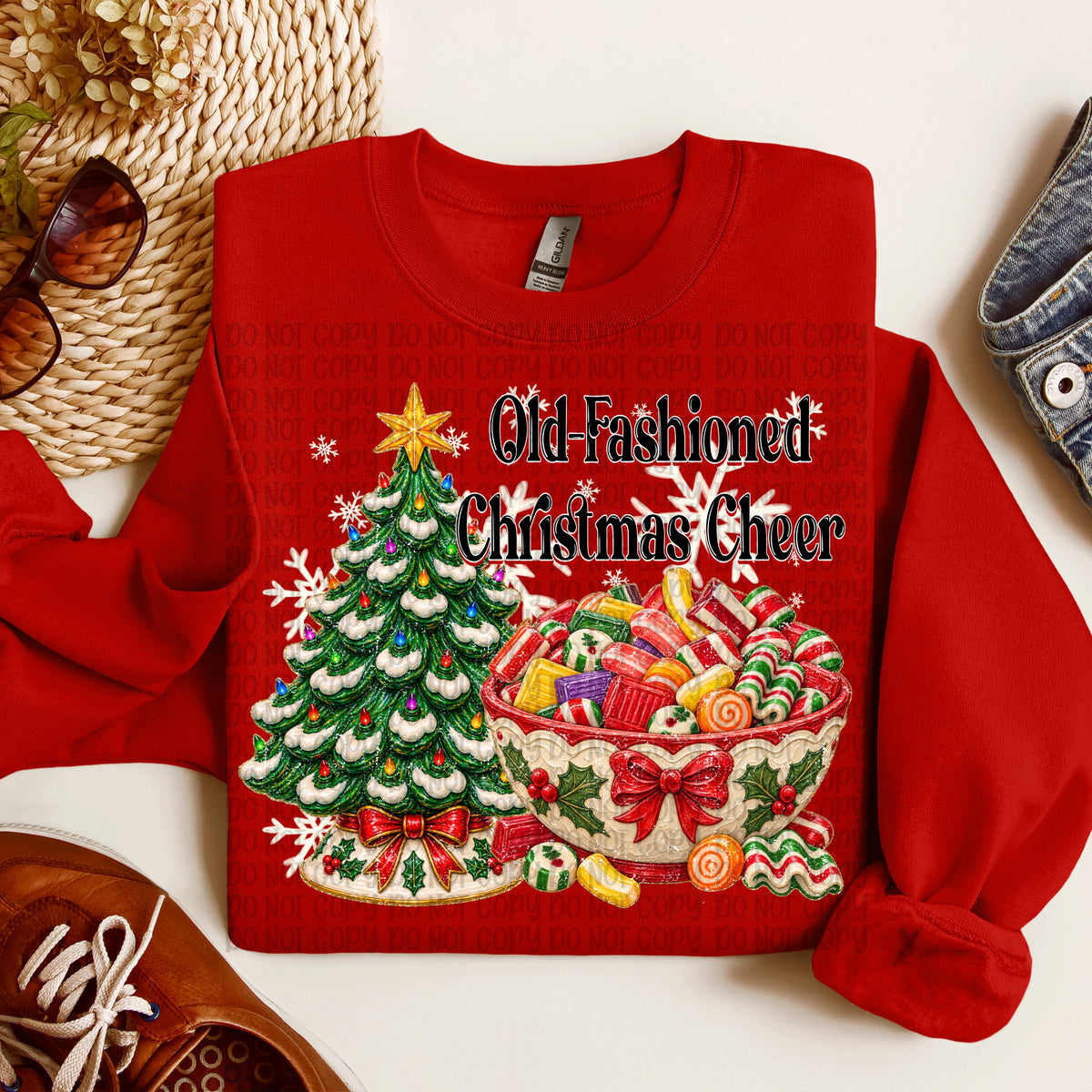 Old fashioned Christmas cheer BLACK font (VP) DTF Transfer