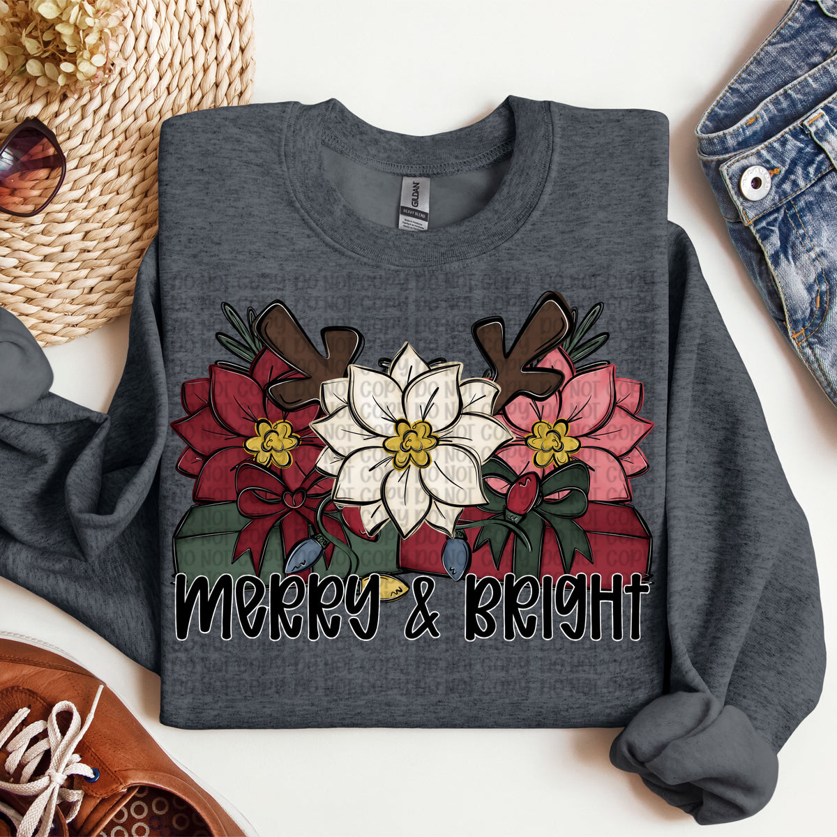 Merry & bright muted flowers (VP) DTF Transfer