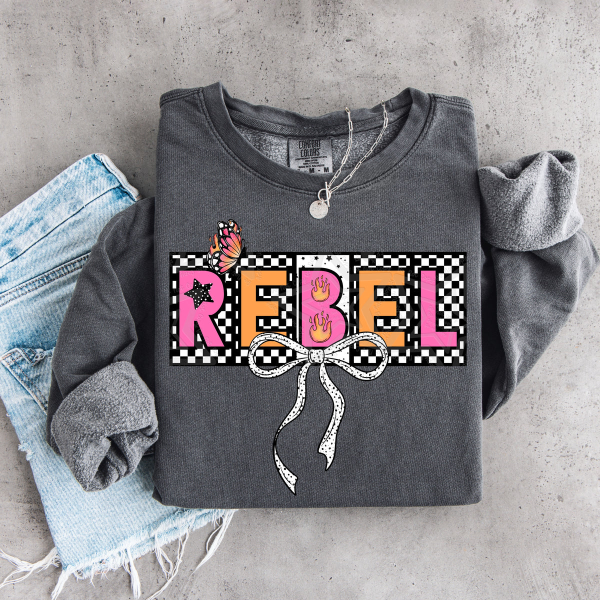 Rebel pink and orange with bow (Virgo) DTF Transfer