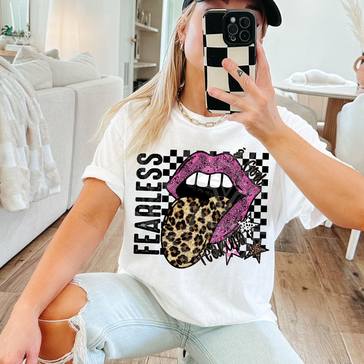 Fearless & God fearing pink lips (Virgo) DTF Transfer