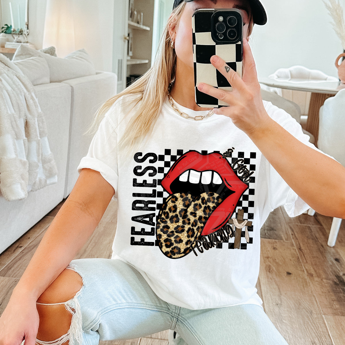 Fearless & God fearing red lips (Virgo) DTF Transfer