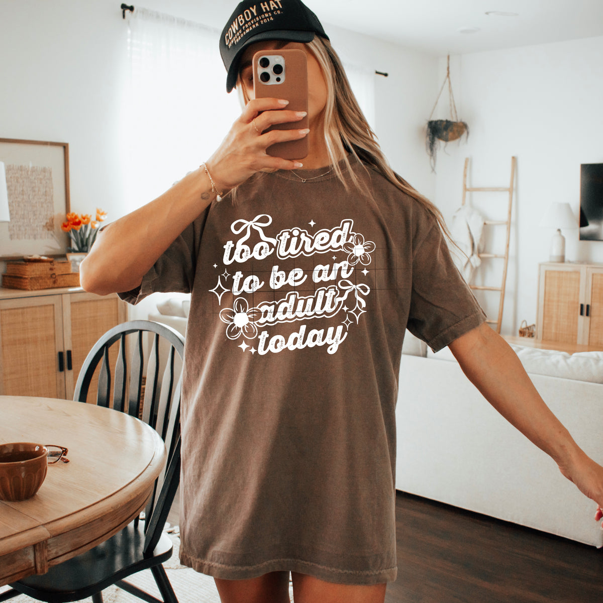 Too tired to be an adult today WHITE (CSC) DTF transfer