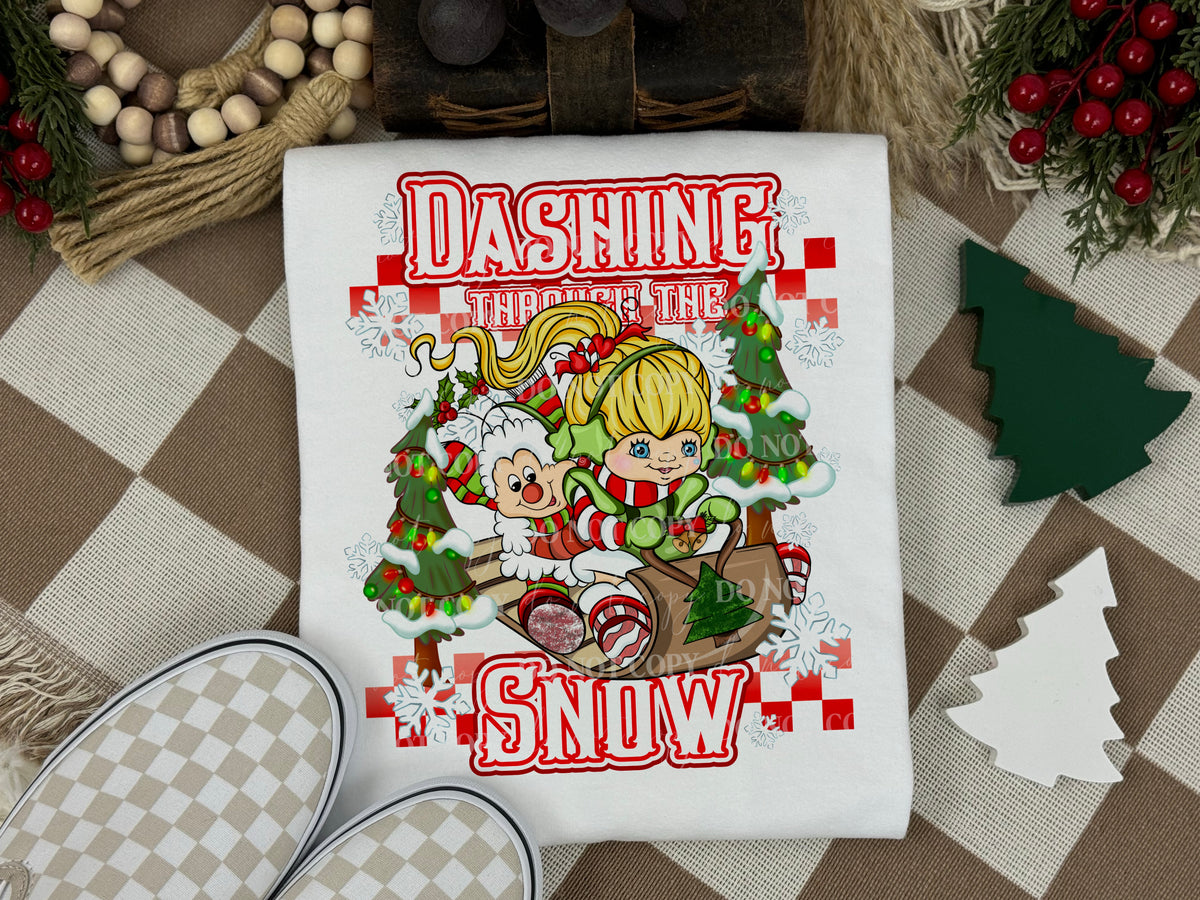 Dashing through the snow rainbow (Lumi) DTF transfer