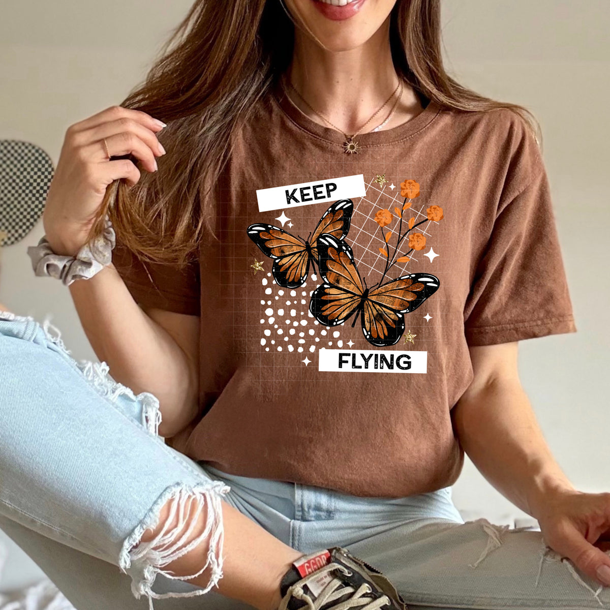 Keep flying butterflies (WHITE) (CSC) DTF Transfer