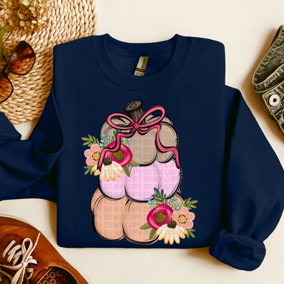 Pink and peach stacked pumpkins (VP) DTF Transfer