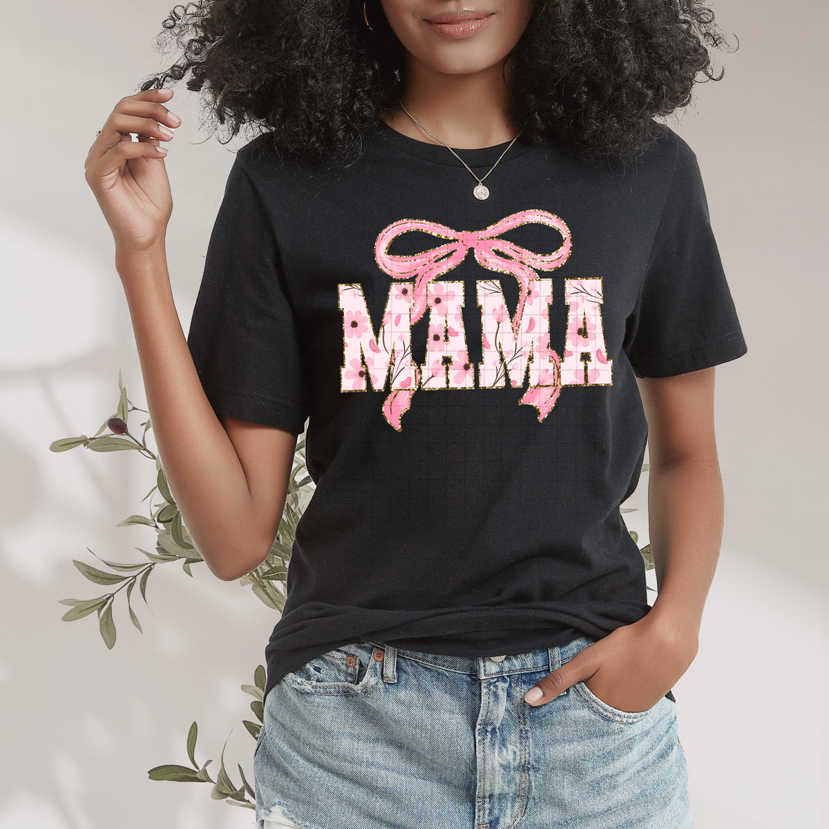 Mama PINK floral bow (CSC) DTF Transfer
