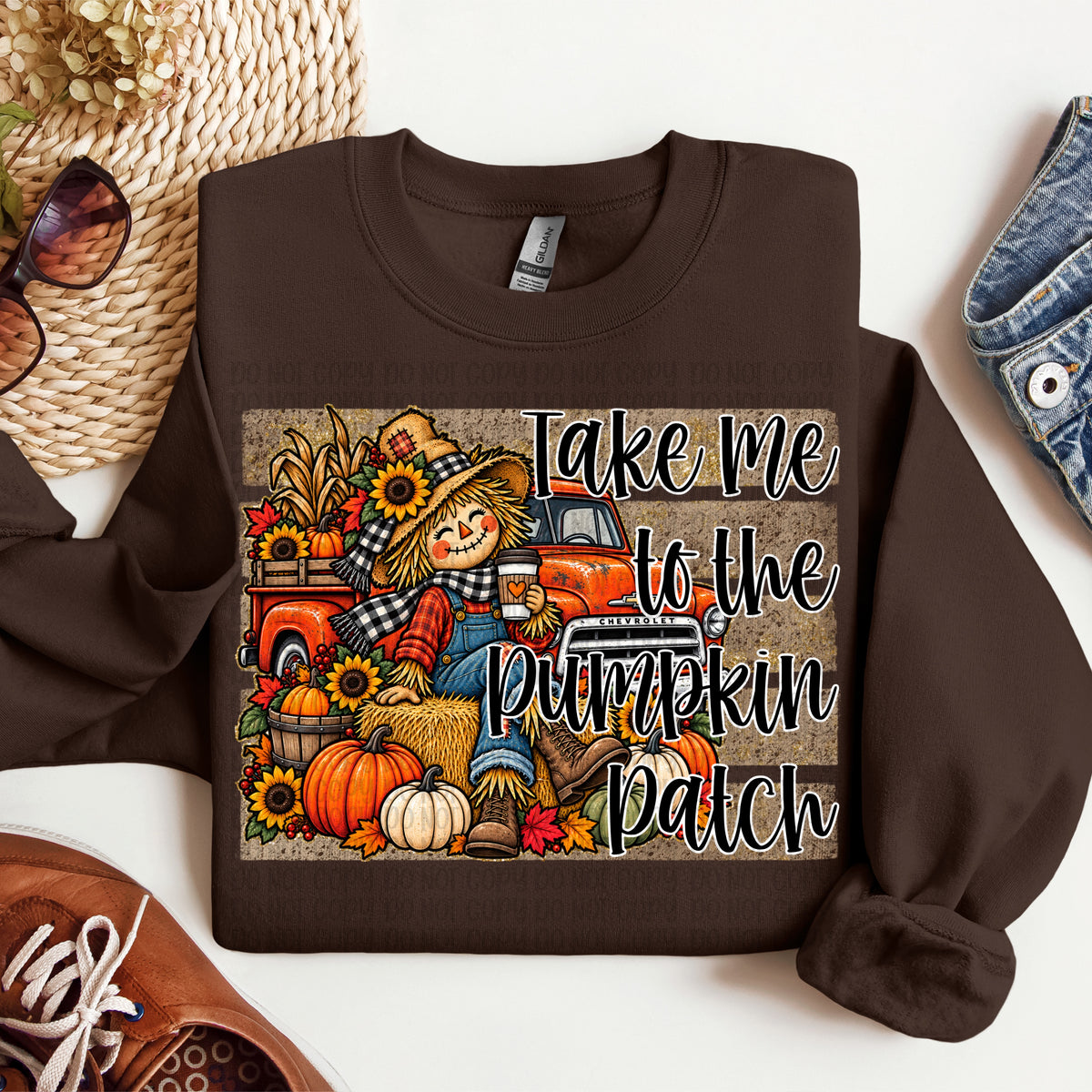Take me to the pumpkin patch scarecrow (VP) DTF Transfer
