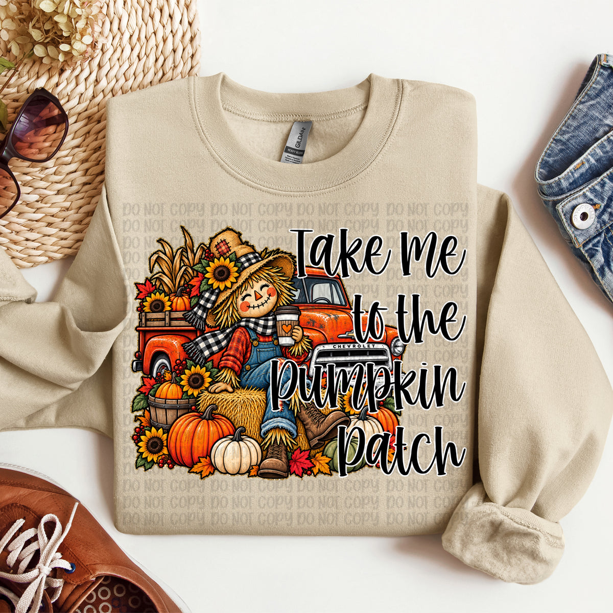Take me to the pumpkin patch scarecrow NO BACKGROUND (VP) DTF Transfer