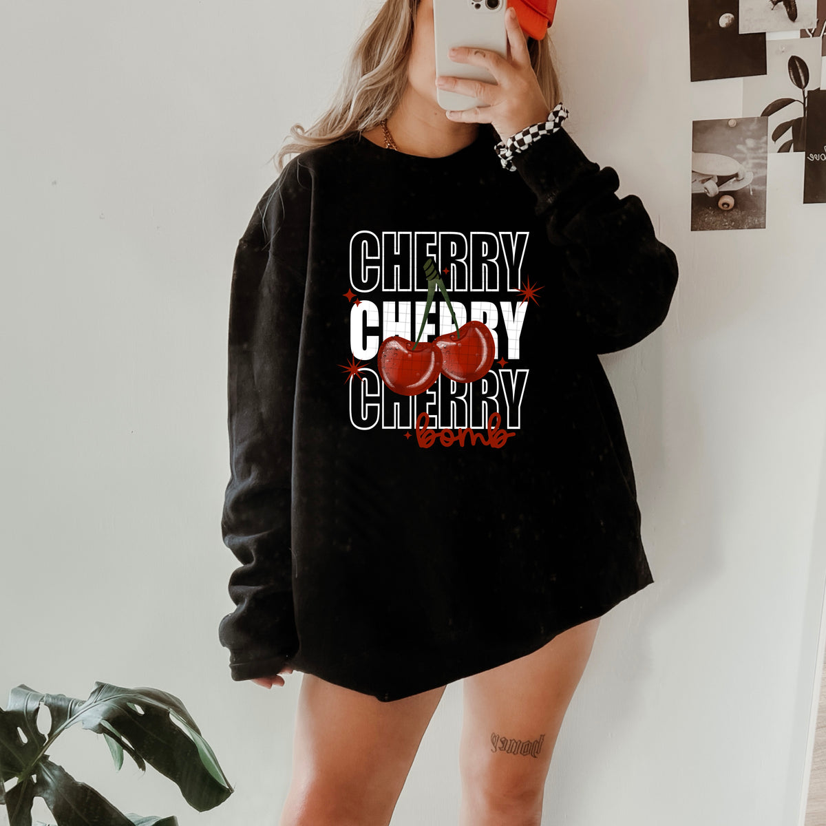Cherry bomb stacked WHITE (CSC) DTF Transfer
