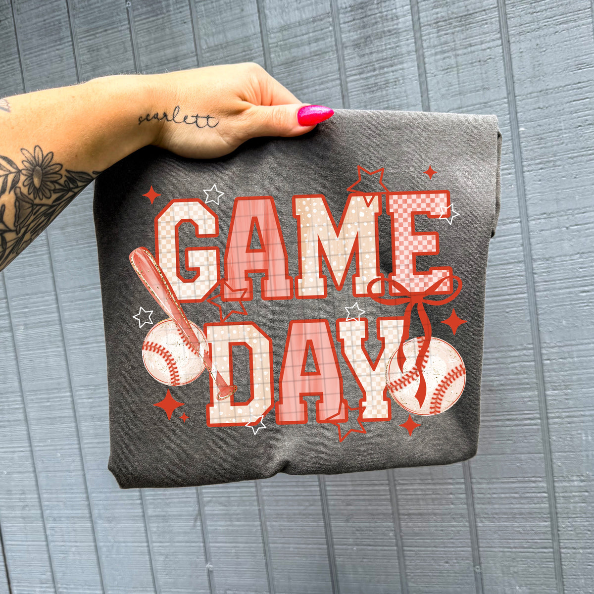 Game day baseball RED (CSC) DTF Transfer