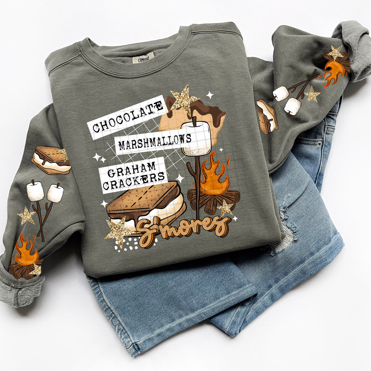 Chocolate marshmallows graham crackers SMORES (white) (CSC) DTF Transfer