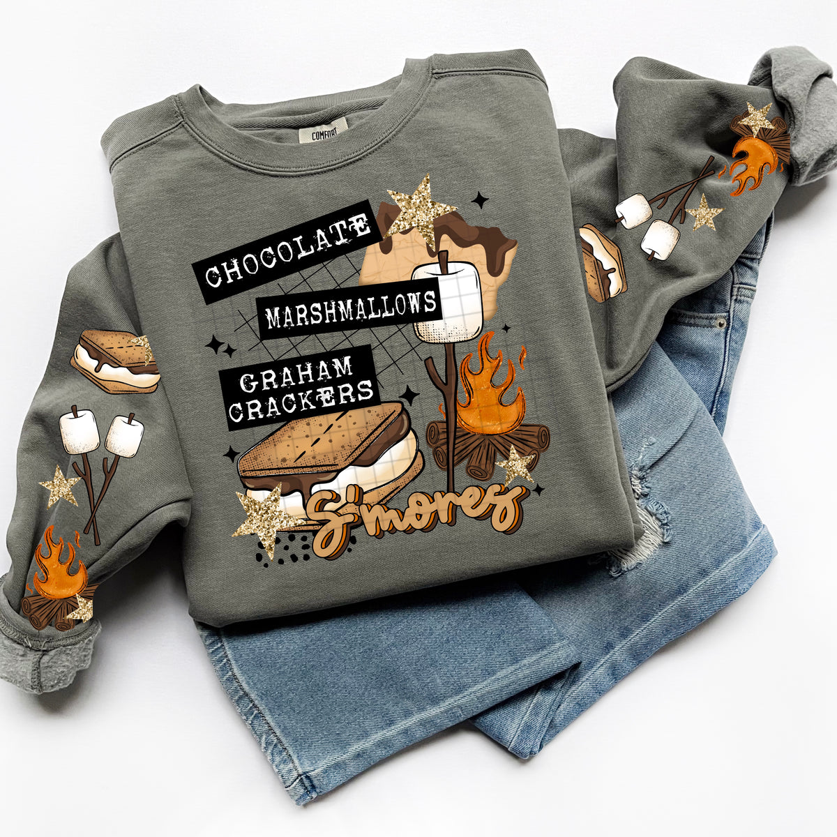 Chocolate marshmallows graham crackers SMORES (black) (CSC) DTF Transfer