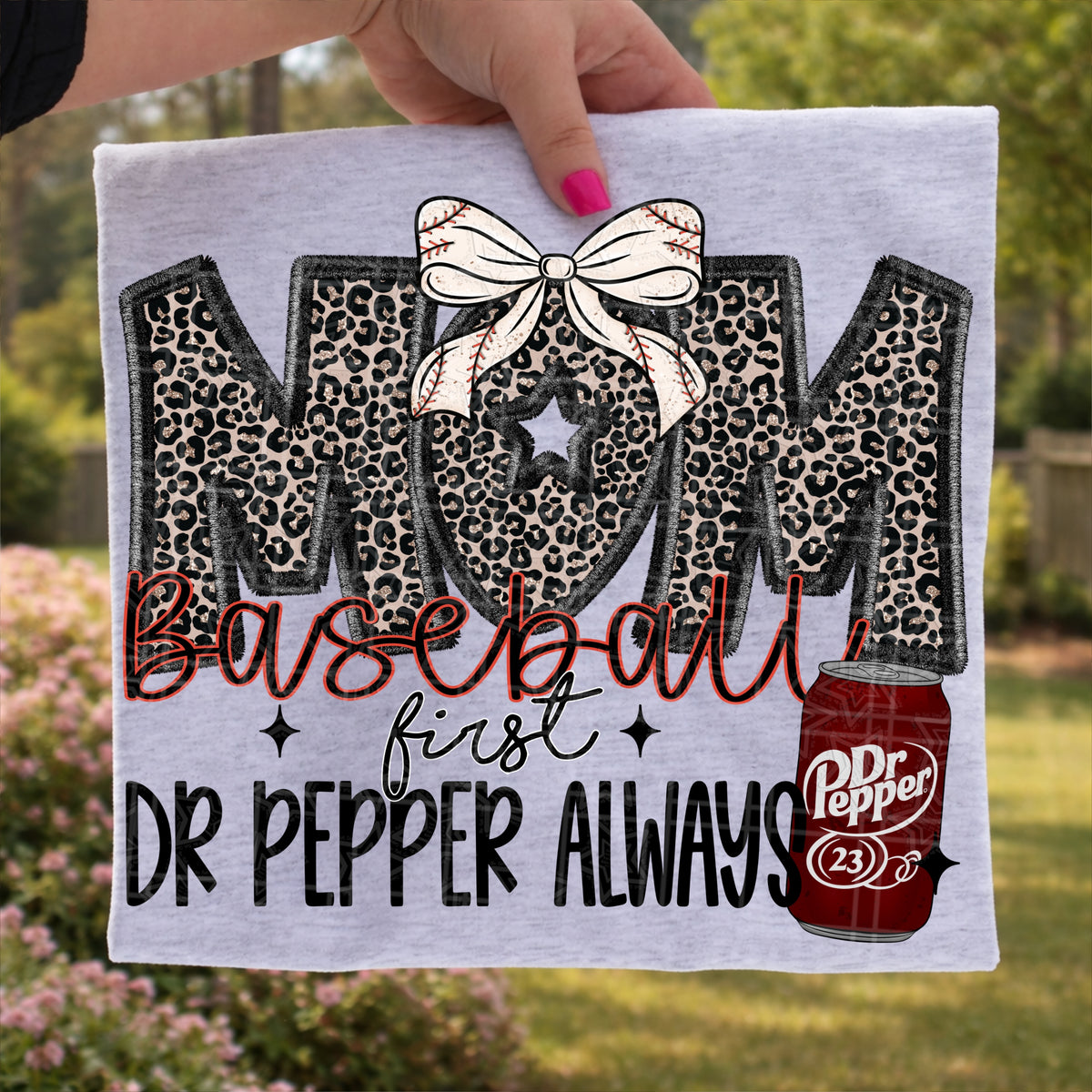 Baseball mom red letters (soda always) (Virgo) DTF Transfer