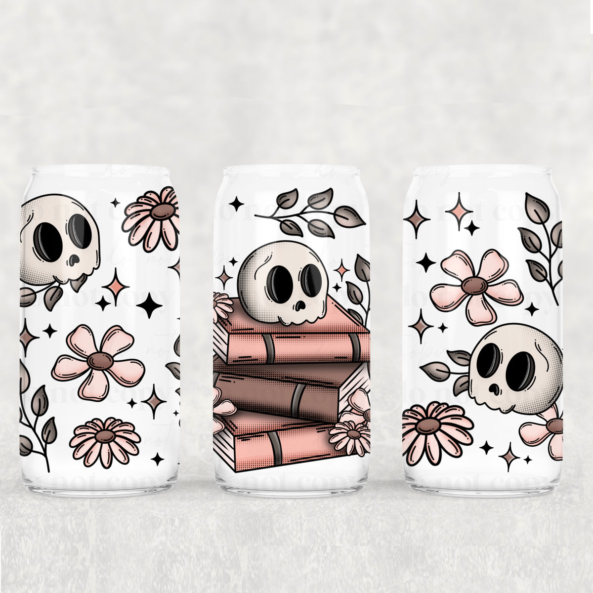 1153 skelly on top of book stack (CSC) UV DTF WRAP