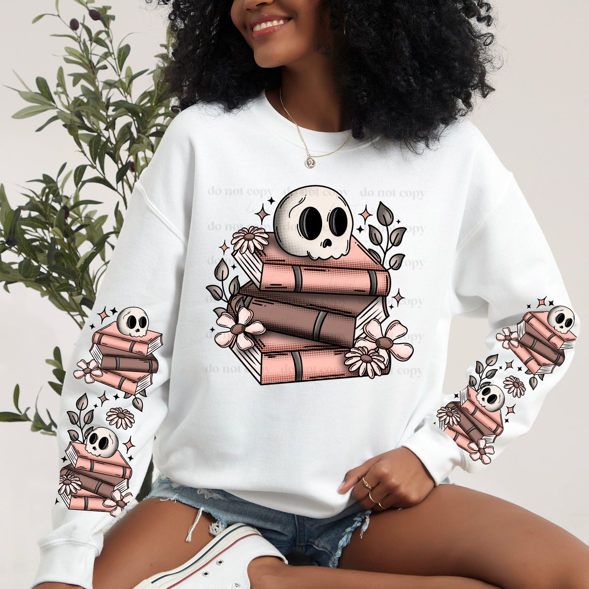 Skull with books COLOR FRONT ONLY (CSC) 58827 DTF transfer