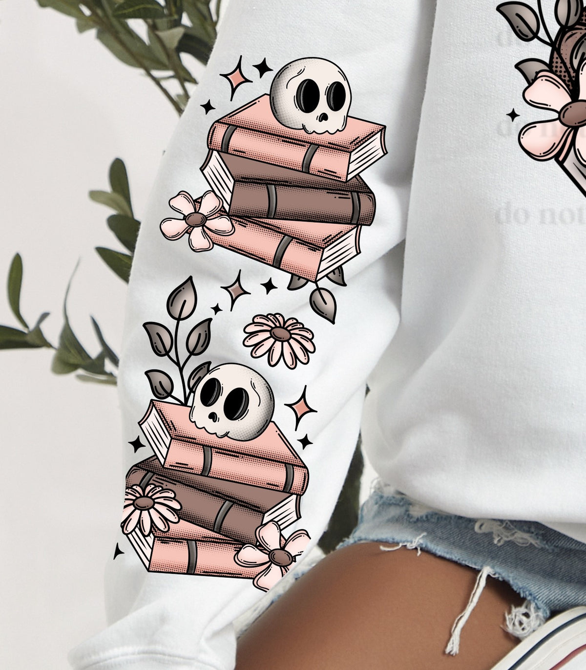 Skull with books COLOR SLEEVE (CSC) 58828 DTF transfer