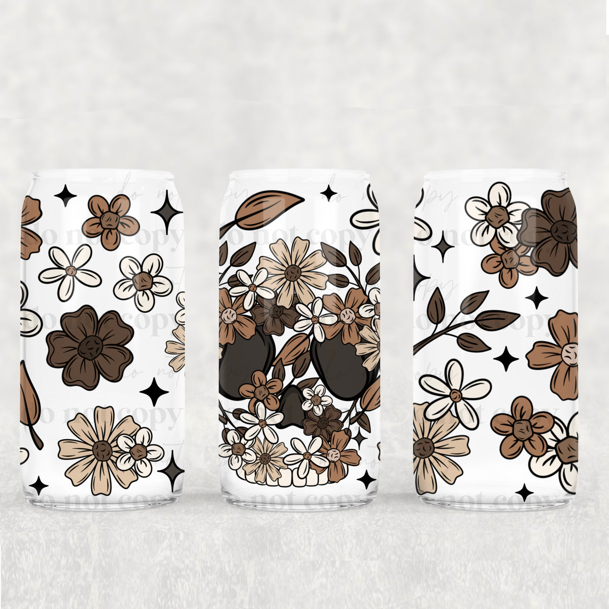 0196 skellie face florals (CSC) UV DTF WRAP