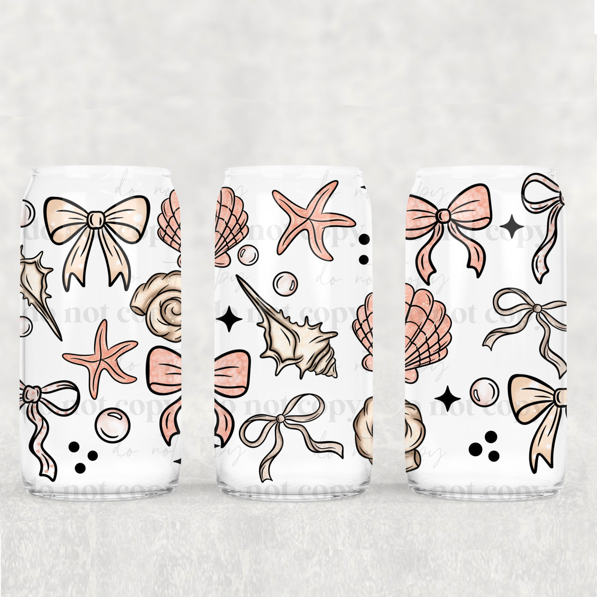 1207 light pink bows and shells (CSC) UV DTF WRAP