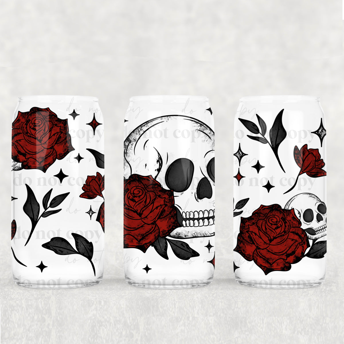1225 skull with rose (CSC) UV DTF WRAP