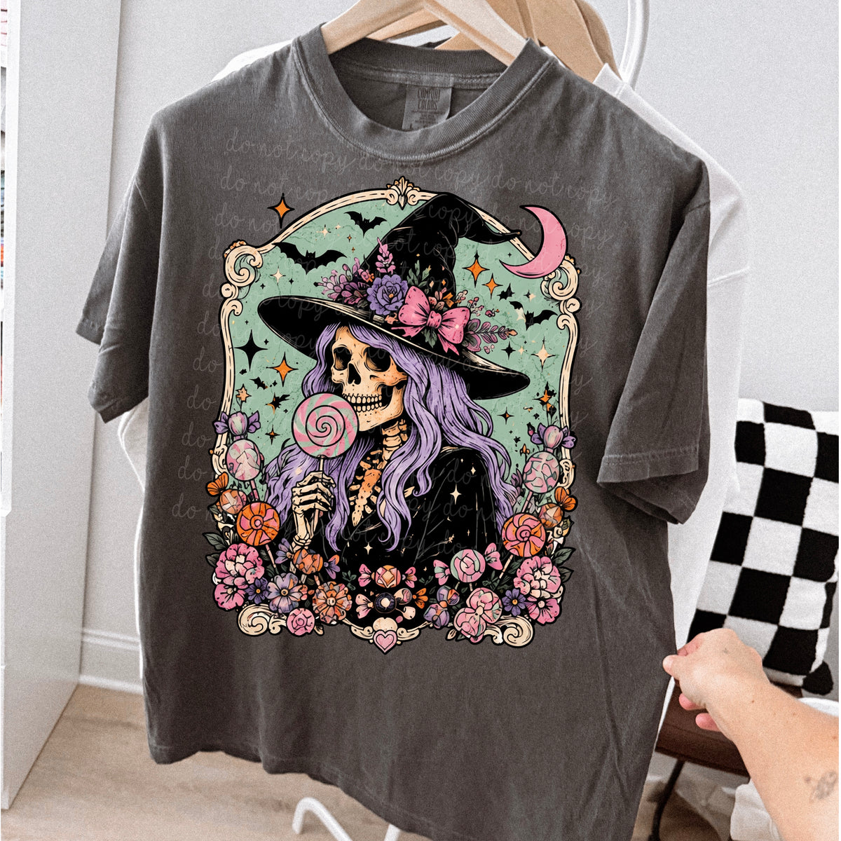 Spooky floral skeleton with lollipop (MMD) DTF Transfer