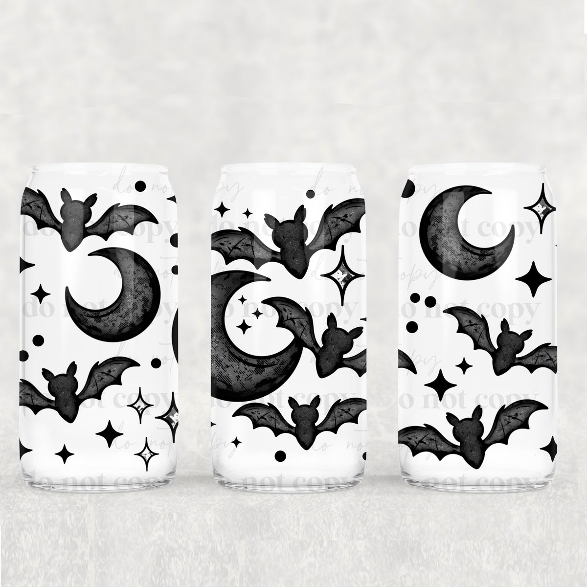 1258 black moon and bats (CSC) UV DTF WRAP