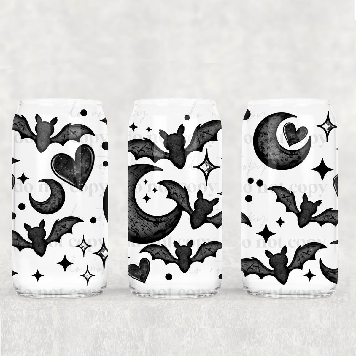 1259 black moon with hearts and bats (CSC) UV DTF WRAP