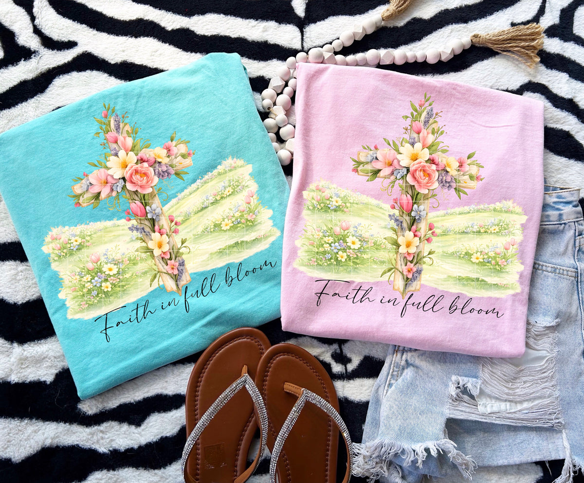 Faith in full bloom floral cross (DD) DTF Transfer