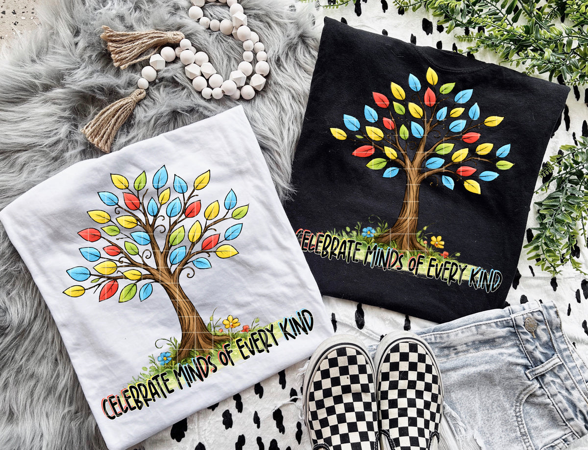 Celebrate minds of every kind tree (DD) DTF Transfer
