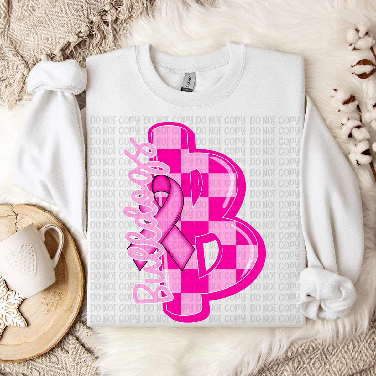 Bulldogs checker breast cancer mascot (VP) DTF transfer