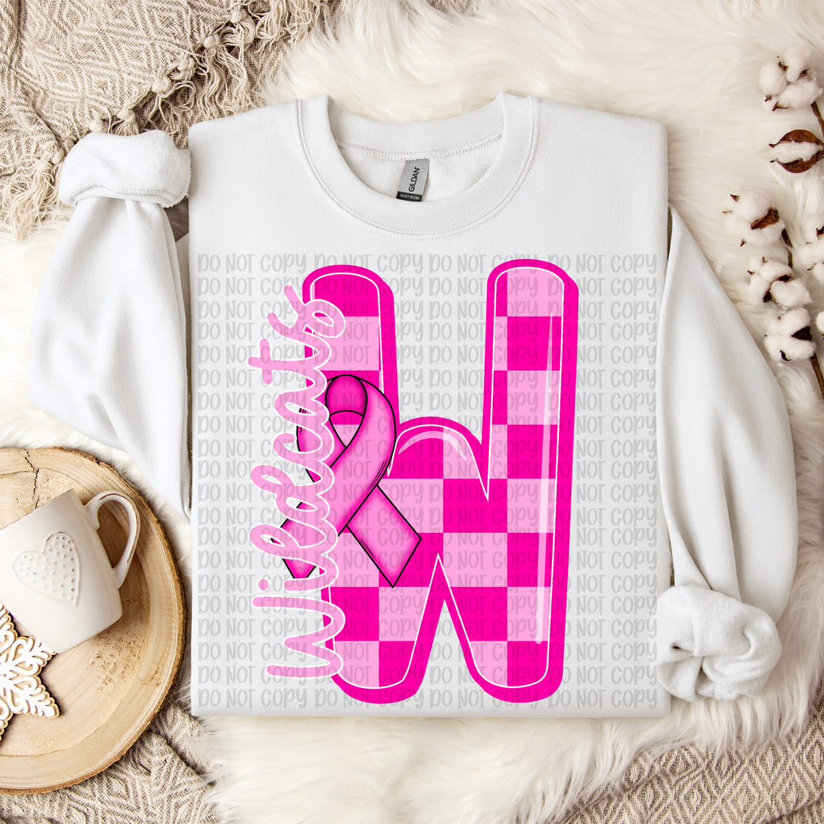 Wildcats checker breast cancer mascot (VP) DTF transfer