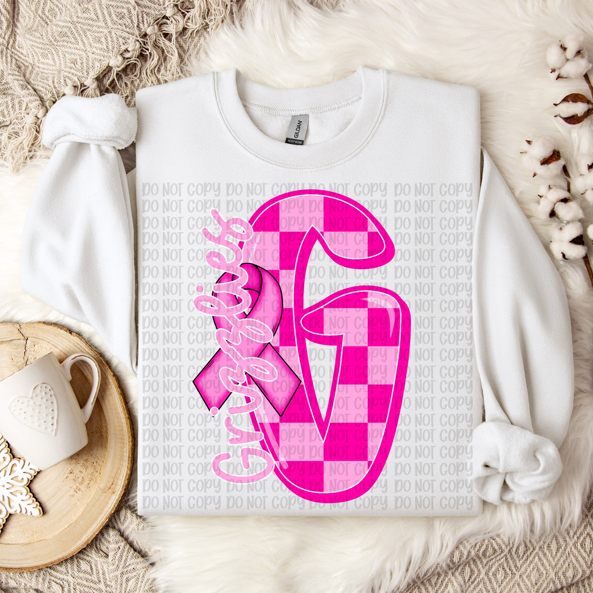 Grizzlies checker breast cancer mascot (VP) DTF transfer