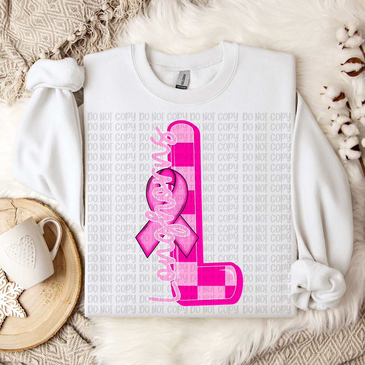Longhorns checker breast cancer mascot (VP) DTF transfer
