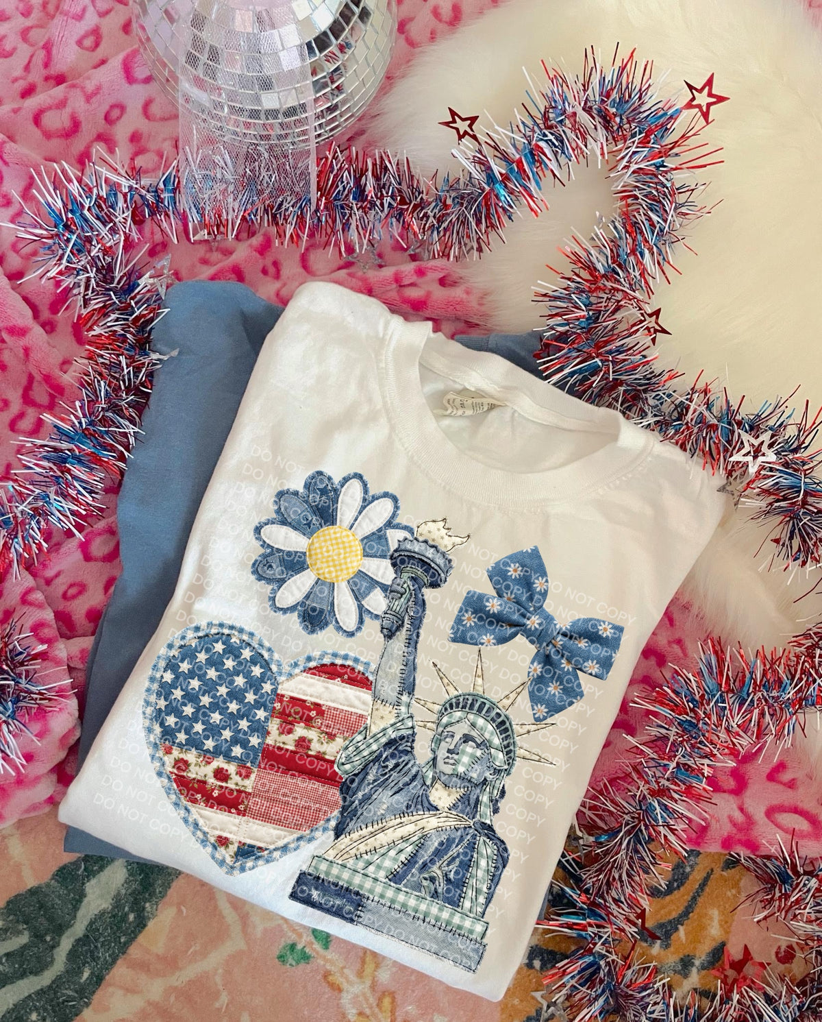 Lady liberty faux patchwork collage (SCG) DTF Transfer