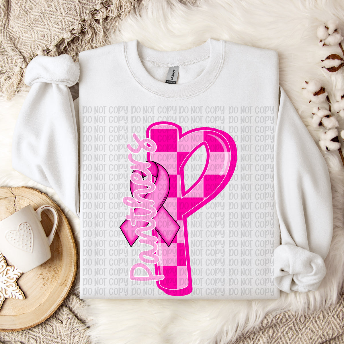 Panthers checker breast cancer mascot (VP) DTF transfer