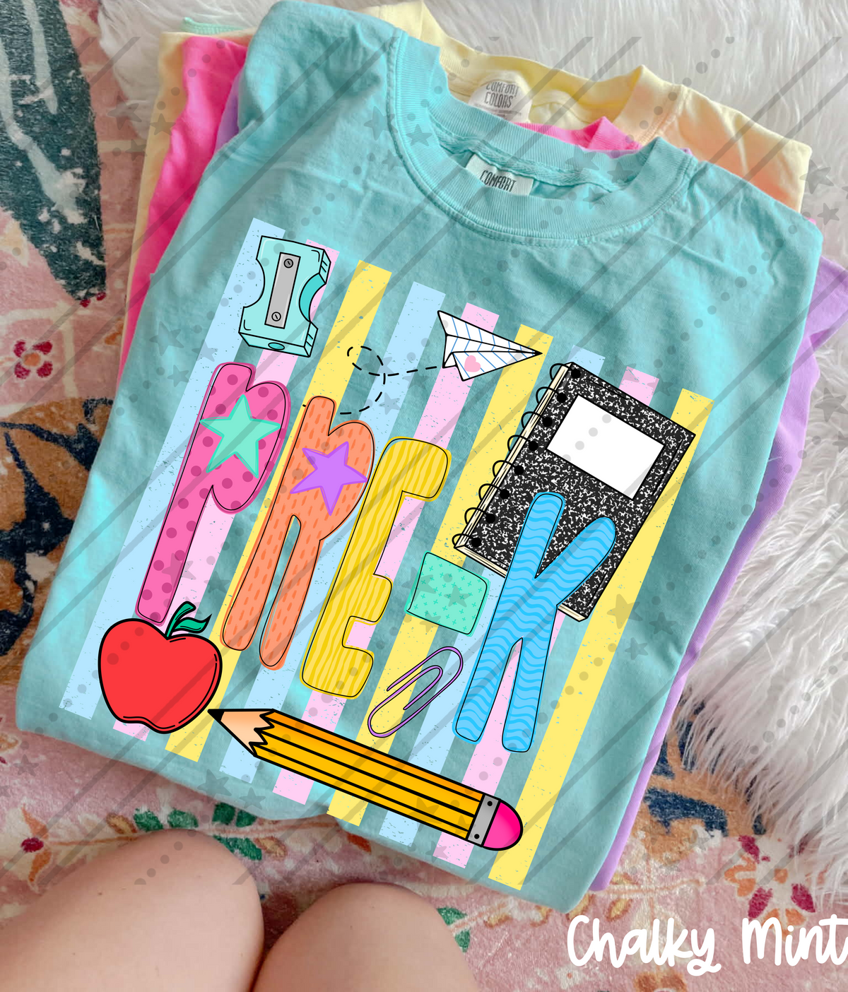 Pre-K school items colorful stripes (Carter) DTF Transfer