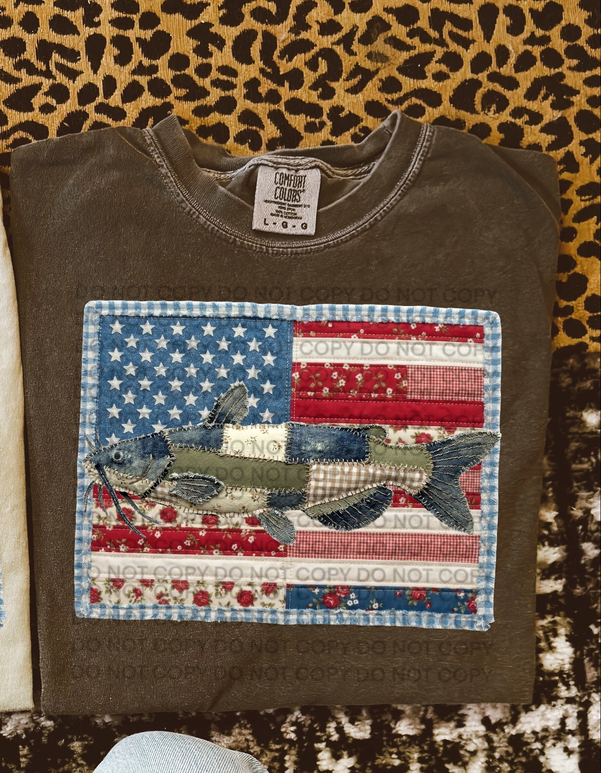 Catfish in faux patchwork flag (SCG) DTF Transfer