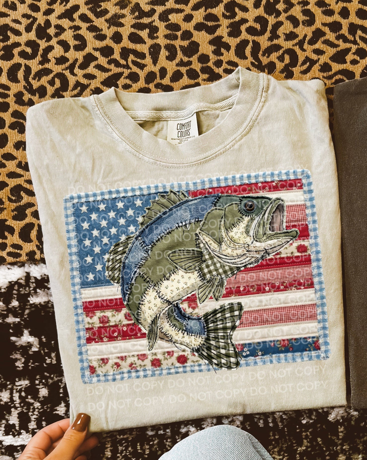 Bass in faux patchwork flag (SCG) DTF Transfer