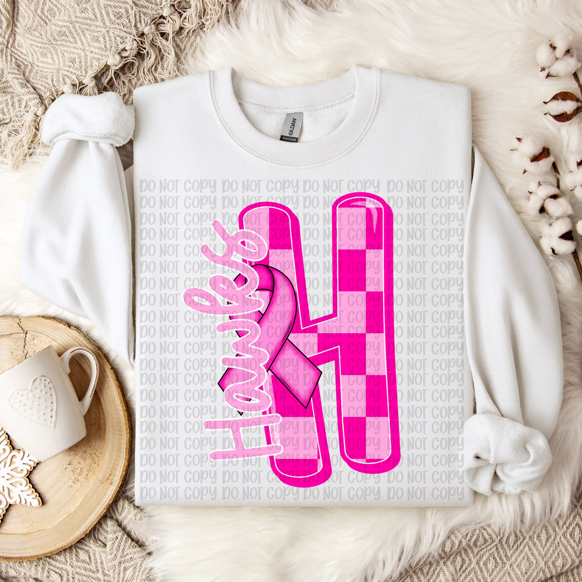 Hawks checker breast cancer mascot (VP) DTF transfer