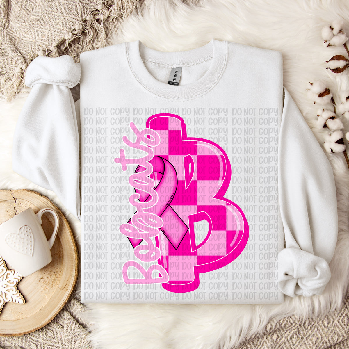 Bobcats checker breast cancer mascot (VP) DTF transfer