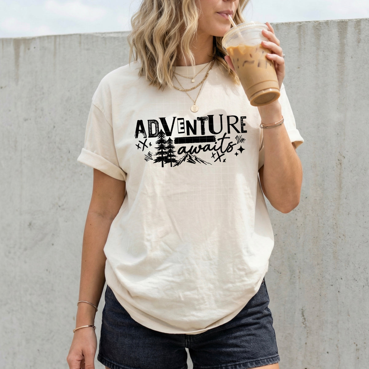 Adventure awaits trees BLACK (CSC) DTF Transfer