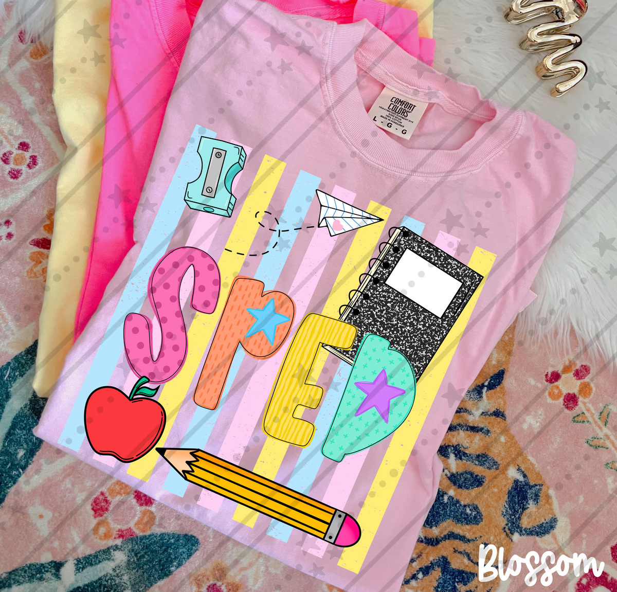 Sped school items colorful stripes (Carter) DTF Transfer