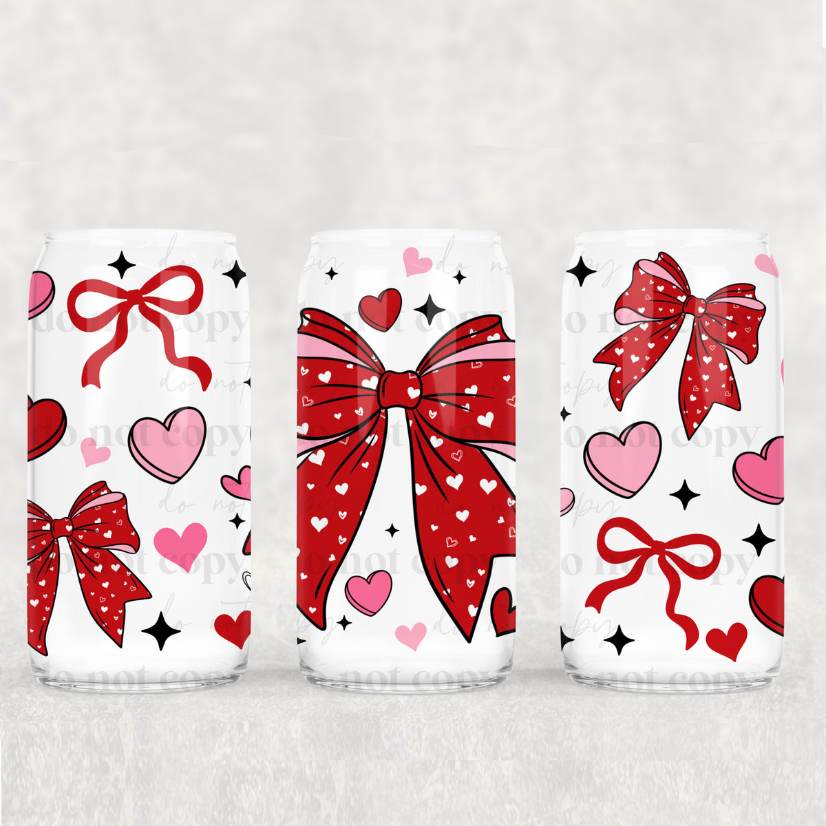 1356 red bow with hearts on it (CSC) UV DTF WRAP