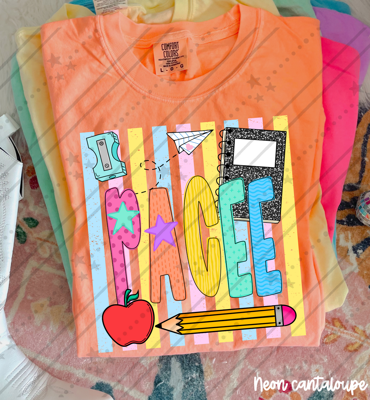 Pacee school items colorful stripes (Carter) DTF Transfer