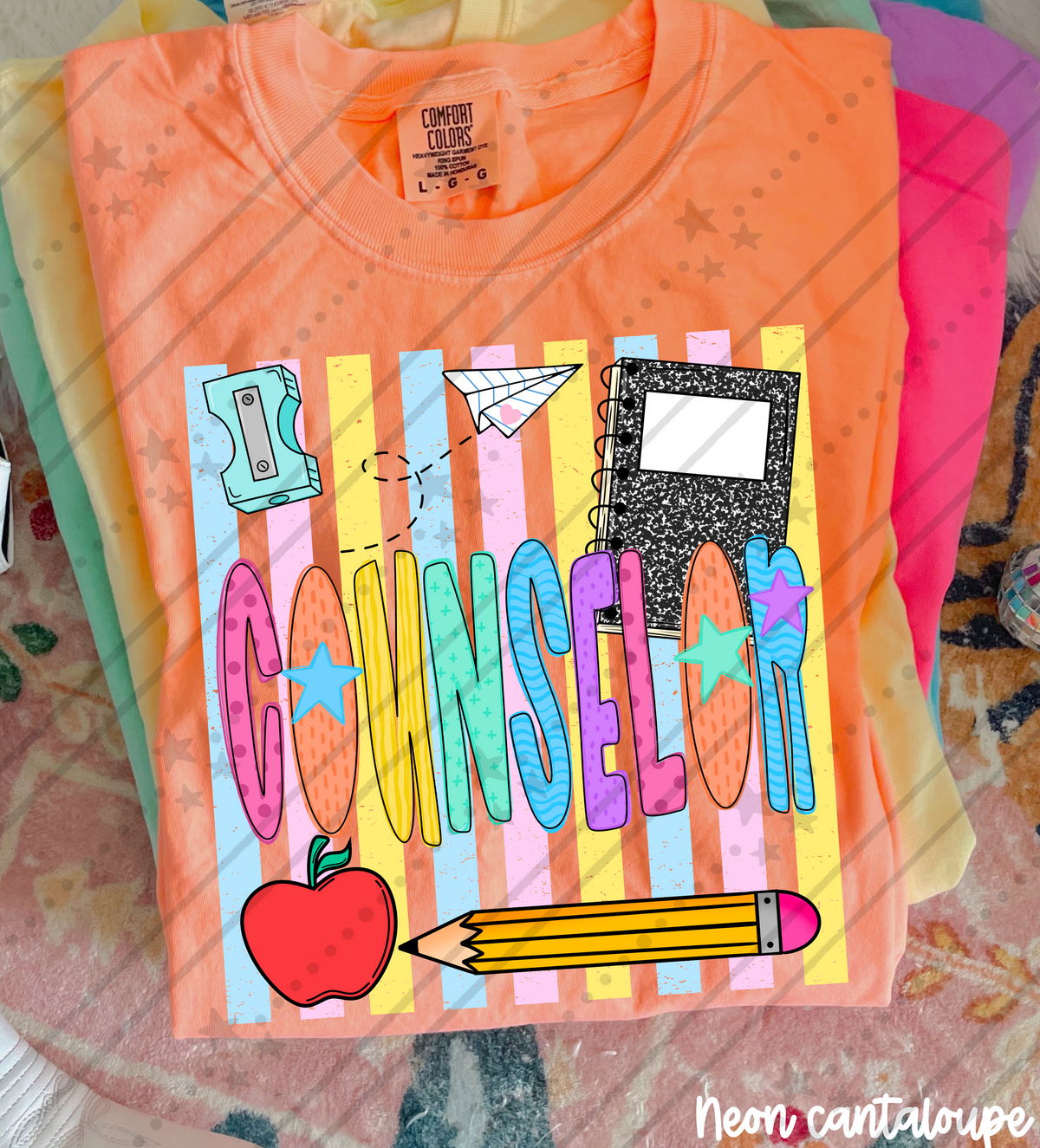 Counselor school items colorful stripes (Carter) DTF Transfer