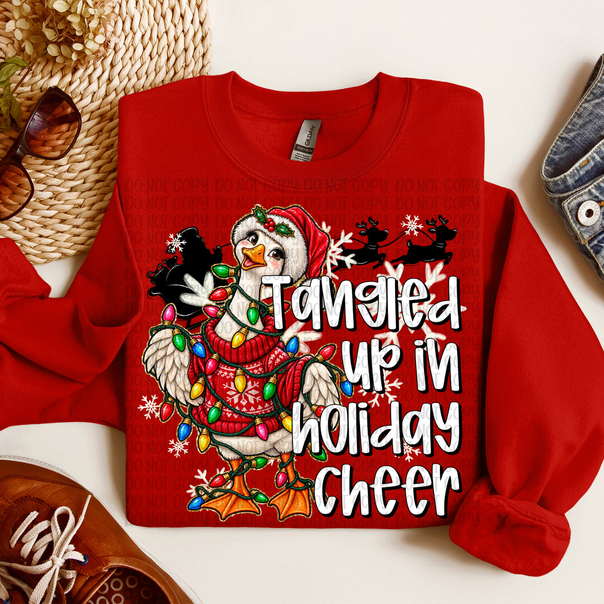 Tangled up in holiday cheer goose (VP) DTF transfer