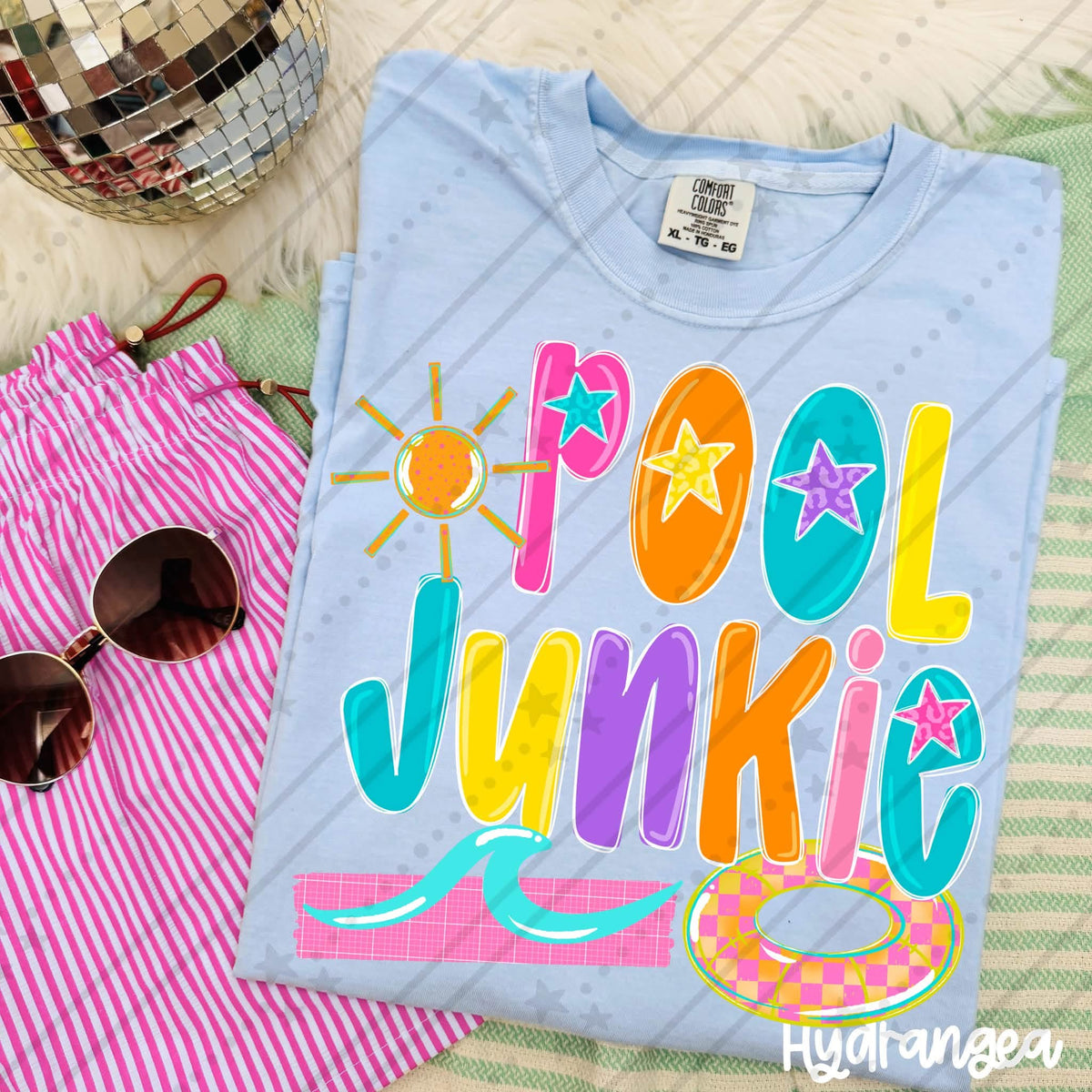 Pool junkie white outline (Carter) DTF Transfer