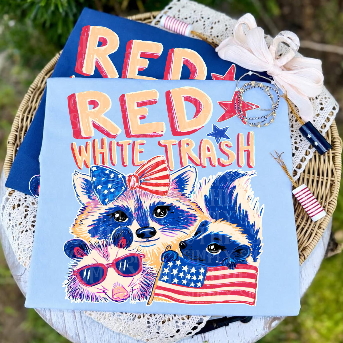 Red white trash animals (SSD) DTF Transfer