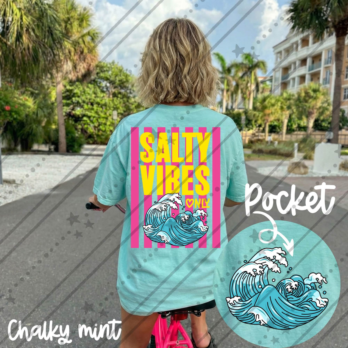 Summer vibes wave pink stripes (BACK ONLY) (Carter) DTF Transfer