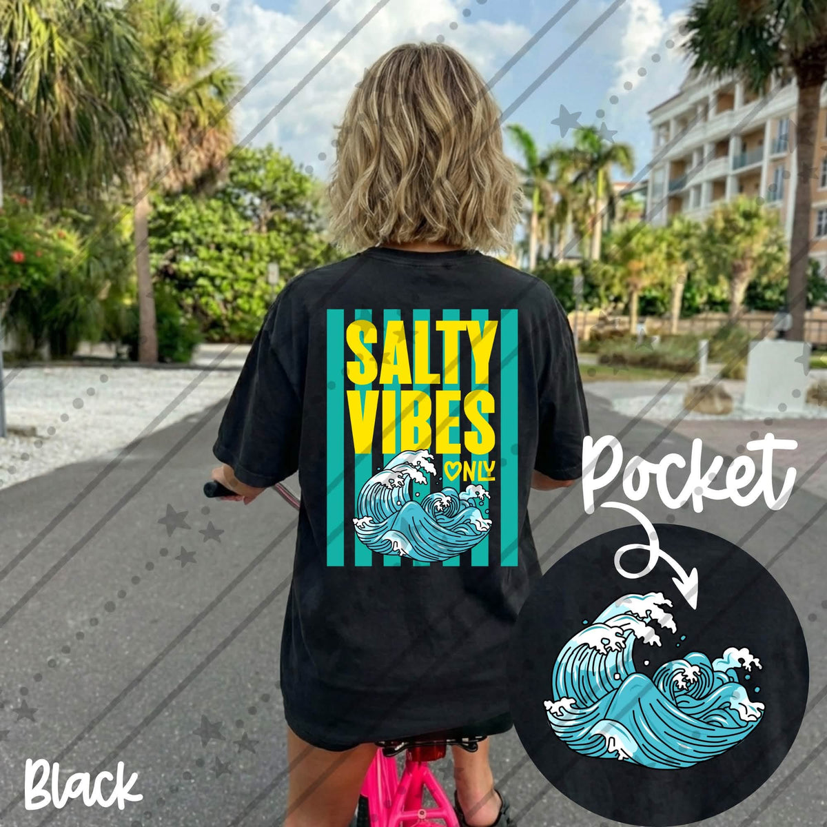 Summer vibes wave teal stripes (BACK ONLY) (Carter) DTF Transfer