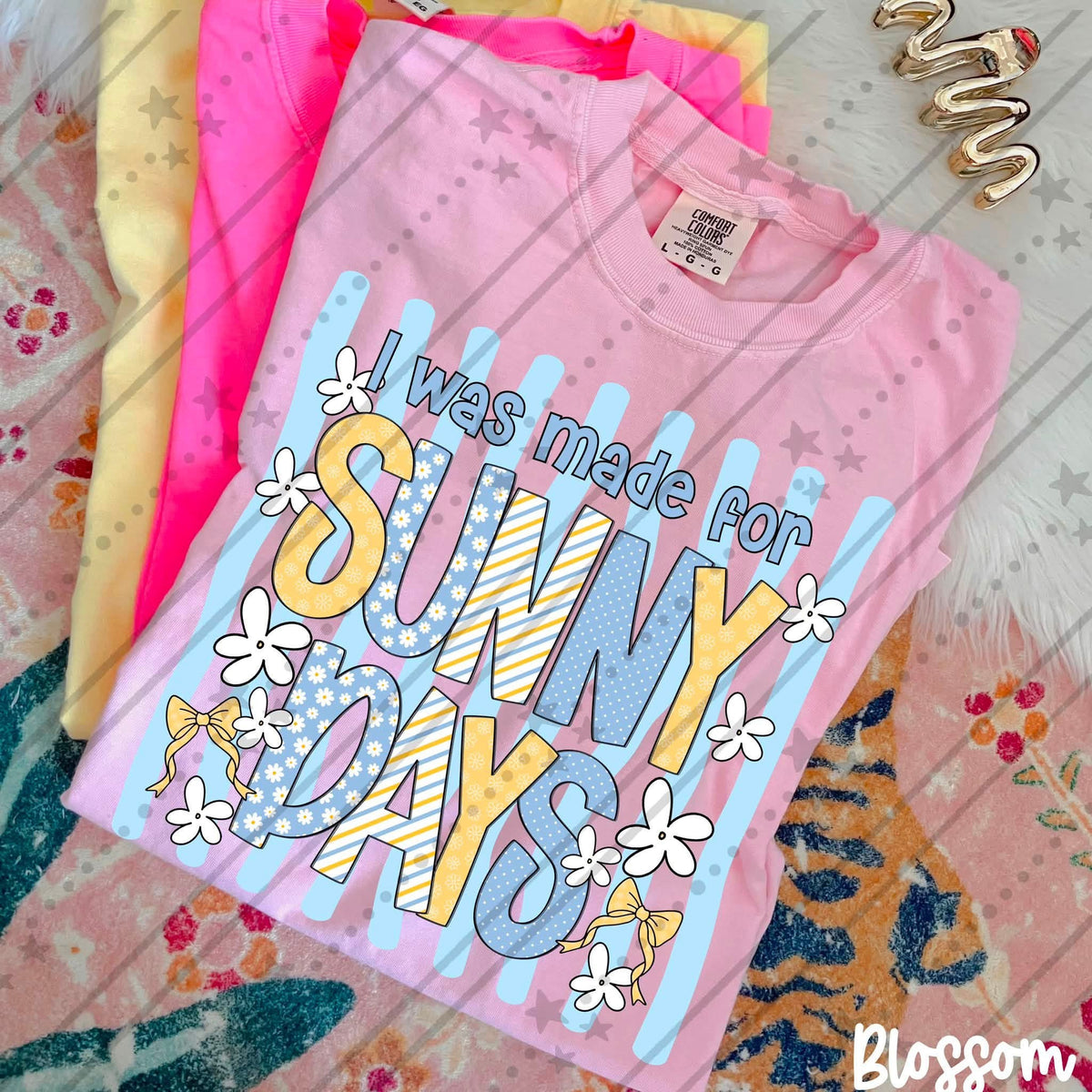 I was made for sunny days blue stripes (Carter) DTF Transfer